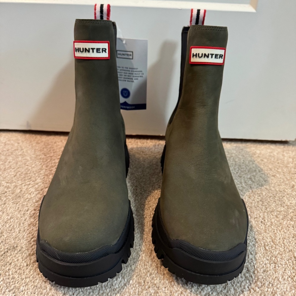 Hunter Winica Waterproof Leather Chelsea Boots Women’s 8 Black Rain Ankle Boot